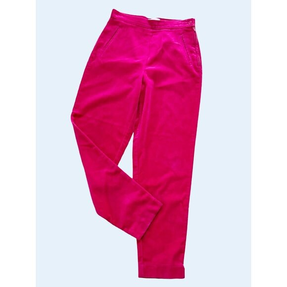Vintage UNITED COLORS of BENETTON Pink Velvet High Waisted Pants Sz 26 - Picture 1 of 7